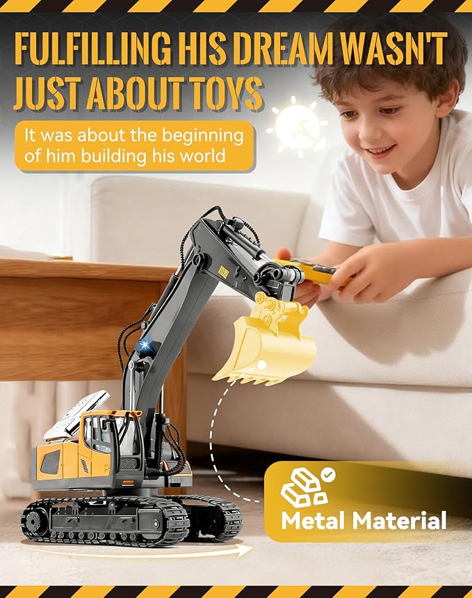 Construction Rc Set of 4 – Realistic Excavator Set Bulldozer Dump Truck &amp Loader Toy –Command The Site Conquer The Dirt with 2.4ghz Control Led Lights Die-Cast Metal Parts (1cp-4)