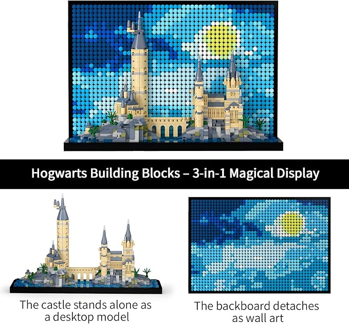 Micro Brick Magic Castle Building Set: 3D Wall Art | 2-in-1 Home Decor Model | Creative Castle &amp Painting Display | DIY Gift Idea Building Toy for Teens Ages 8+ Kids Adults