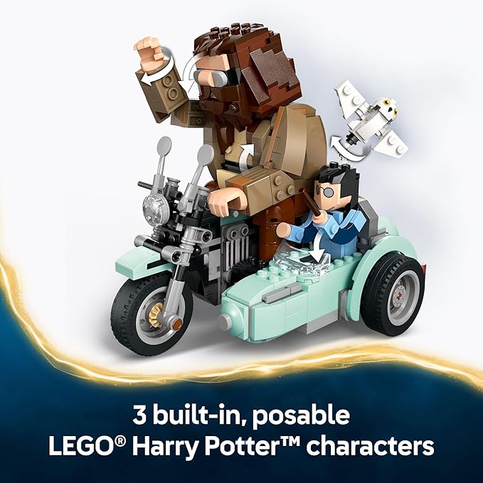 LEGO Harry Potter Hagrid &amp Harry's Motorcycle Ride Building Toy - Kids Motorcycle Toy for Boys and Girls Harry Potter Fans Ages 9+ - Gift Idea for Birthdays - 76443