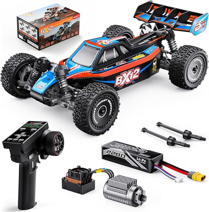 1/12 Brushless RC Cars for AdultsRemote Control Car for Fast Max 42 MPH 4X4 High Speed Racing RC Buggy with 3S 2200 mAh BatteryFast Off-Road RC Truck Suitable as Giftfor Beginner-Blue
