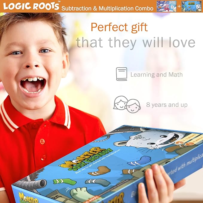 Two Math Games for Kids - Learn Addition Subtraction and Multiplication Table | Educational Games for Kids 5 and up for Kids (Monster Sock Factory + Cloud Hoppers)