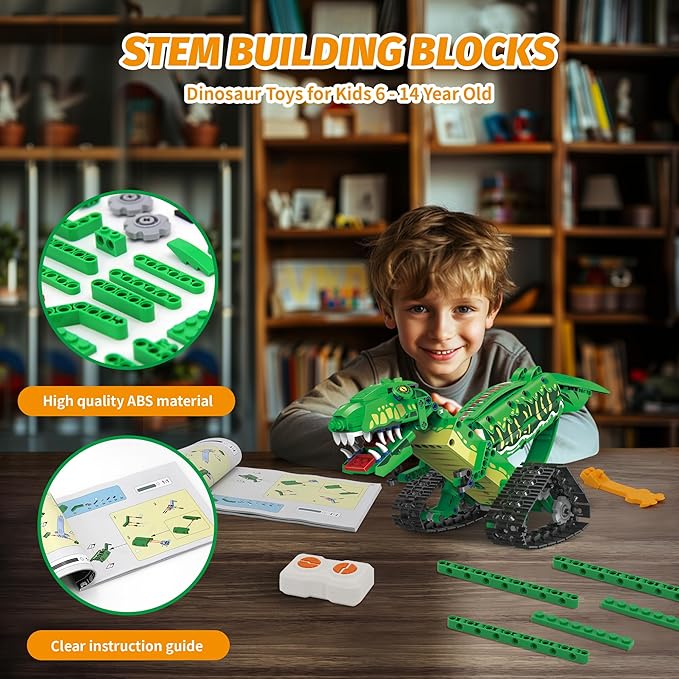 5 in 1 Dinosaur Toy for 6-12 Years Old Kids Boys Robot Dino Building Set with APP &amp 2.4GHz Remote Control Science Programmable Building Block Dinosaur Kit Birthday Gifts for Age 6 7 8 9 10 11 12