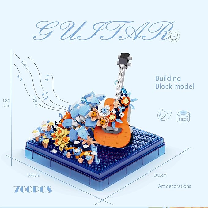 Musical Instruments Micro Blocks Building SetsClassical Famous Building Block Set1500 PCS for Adults and KidsGuitar and Drum Set with Clear Plastic Cover