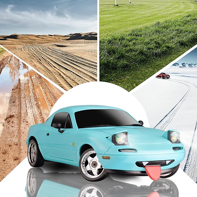 LD1804 1/18 RC Drift Car Mini Mazda MX-5 RC Model with 3pcs Upgraded 1200mah Battery 2.4GHz RWD Drifting Remote Control Car for Adults Hobby Toys(Blue)