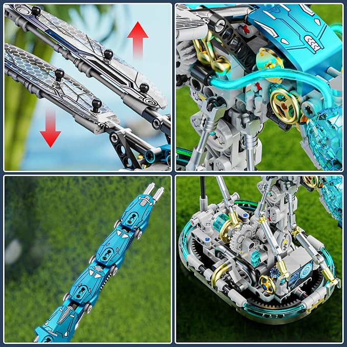 Mechanical Dragonfly Building Blocks for Adults Compatible with Lego Insect Animal World Model with Light &amp Display Stand Educational STEM Toys for Teens Home or Office Décor (866PCS)