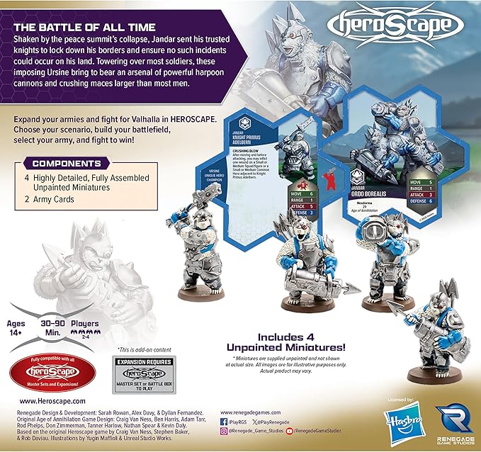 Renegade Game Studios Heroscape Age of Annihilation Knight Primus Adelbern &amp Ordo Borealis Army Expansion Board Game