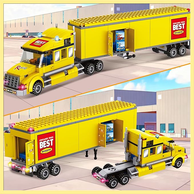 City Delivery Truck Building Blocks Set for Kids 6+ 342PCS Compatible with Lego Semi Truck Model with Detachable Cab&ampOpenable Cargo Construction Brick Toy STEM Educational Gift for 6+ Boys Girls