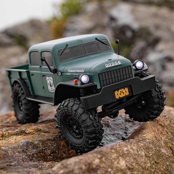 Axial RC Truck SCX24 40's 4 Door Dodge Power Wagon Green 1/24 4 Wheel Drive-RTR(Everything Needed to Run Included) AXI00007T2