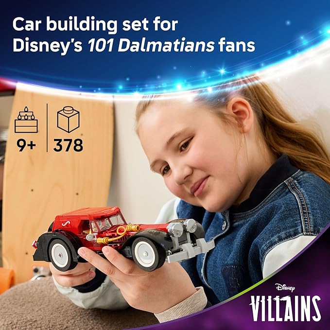 LEGO Disney Cruella De Vil’s Car Building Toy - 101 Dalmations Pretend Play Vehicle Building Set for Girls &amp Boys Ages 9+ - Gift Idea for Birthdays - 43277