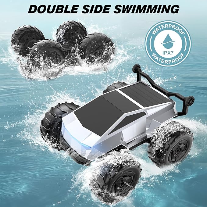 Blasland Remote Control Car 1:16 4WD Waterproof RC Monster Truck 2.4GHz All Terrain Amphibious RC Stunt Cars 360° Rotating Pick-up Truck Car Toys Gifts for Boys Age 6 7 8 9 10 11 12