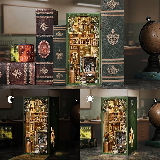 Book Nook Kit DIY Scene Miniature House Kit Tiny House Mini Booknook Craft Bookshelf Decor 3D Puzzles for Adults Gifts for Book Lovers (The Radium Lady)