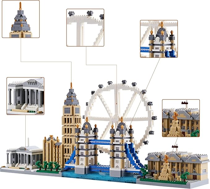 Architecture Series Mini Bricks for Adults and Teens London Skyline Collection 3430 PCSMicro Mini Blocks Set Model KitLandmark Model