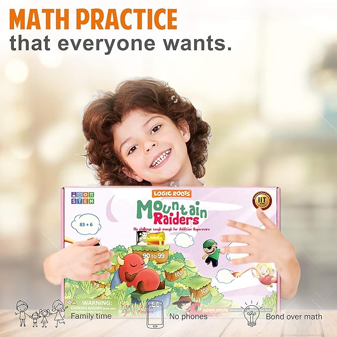 Addition Game - Fun Math Board Game for 7-9 Year Olds Easy Start STEM Toy with Addition of 2 &amp 3 Digit Numbers (Moutain Raiders)