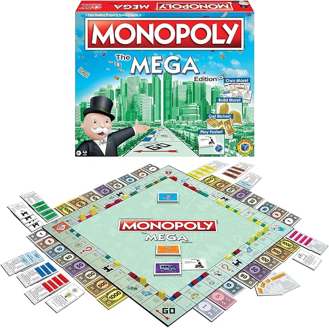 Monopoly The Mega Edition by Winning Moves Games USA a Bigger and Faster Version of Monopoly with the Speed Die for 2 to 8 Players Ages 8 and up (1104)