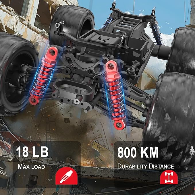 DEERC RC Cars High Speed Remote Control Car for Adults Kids 30+MPH 1:16 Scales 4WD Off Road RC Monster TruckFast 2.4GHz All Terrains Toy Trucks Gifts for Boys2 Batteries for 40Min Play