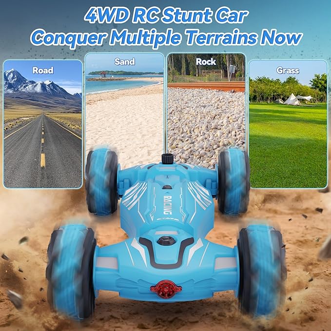 Dysaim Gesture Sensing RC Stunt Car Cool Birthday Gifts for Boys Ages 6-12 Toys 4WD Remote Control Car 360° Rotate Transform Drift RC Cars with Lights Music Sprayer 2.4Ghz Hand Controlled
