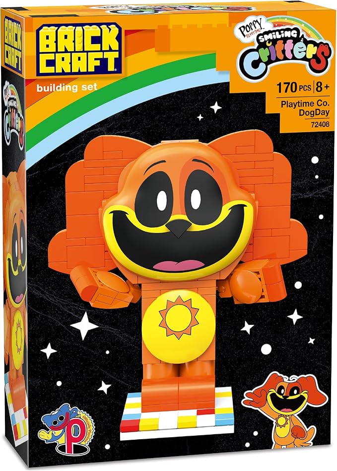 Brickcraft Poppy Playtime Dogday Smiling Critters Building Set 170 Piece Posable Orange Dog Figure with Sun Medallion Collectible Indie Horror Game Building Toys Gift for Boys &amp Girls Ages 8 and