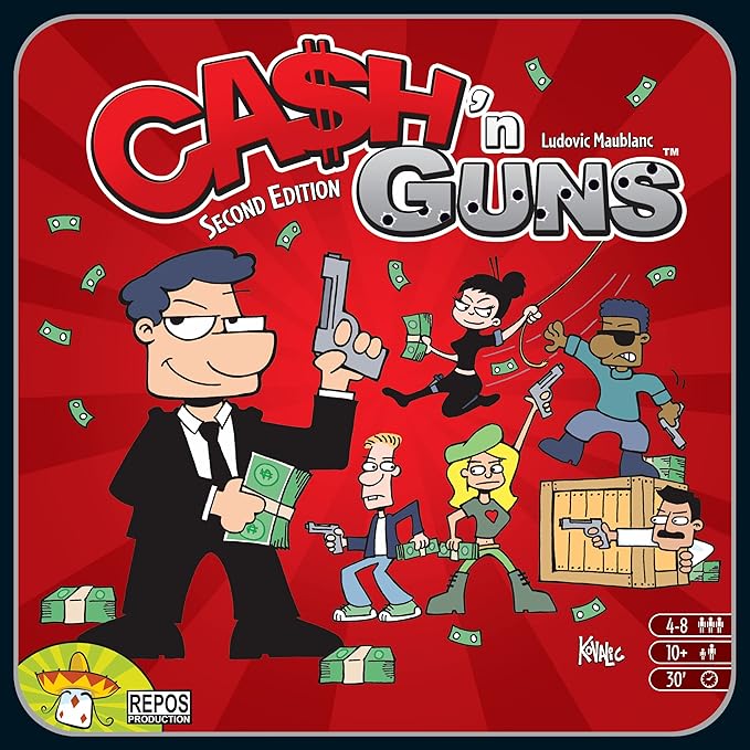 Asmodee Cash 'N Guns 2nd Edition Party Game - Unleash Foam-Powered Heist Intimidation Bluffing Strategy Game for Kids &amp Adults Ages 10+ 4-8 Players 30 Minute Playtime