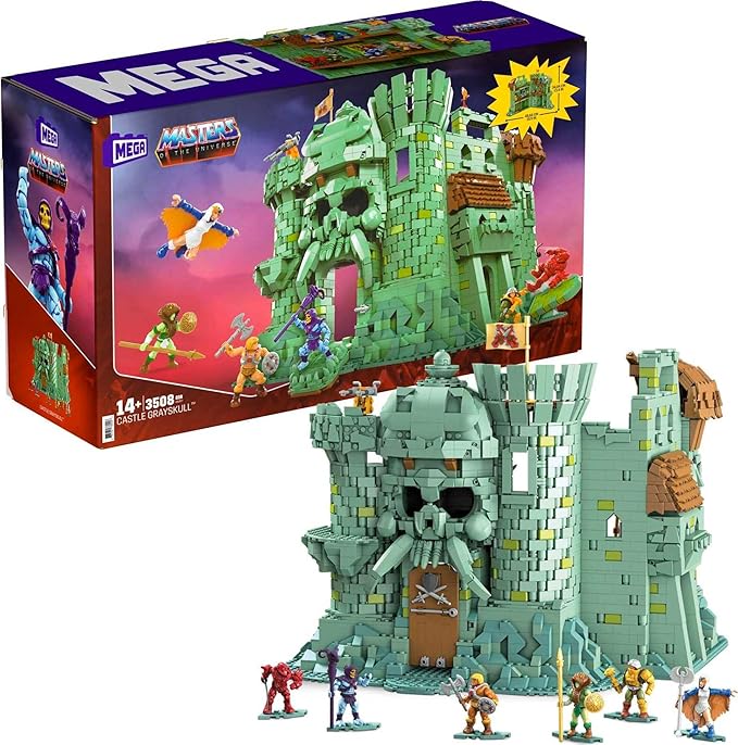 MEGA Masters of The Universe Building Set Castle Grayskull with 3508 Pieces 6 Poseable Micro Action Figures 13+ Inches Tall for Adult Collectors