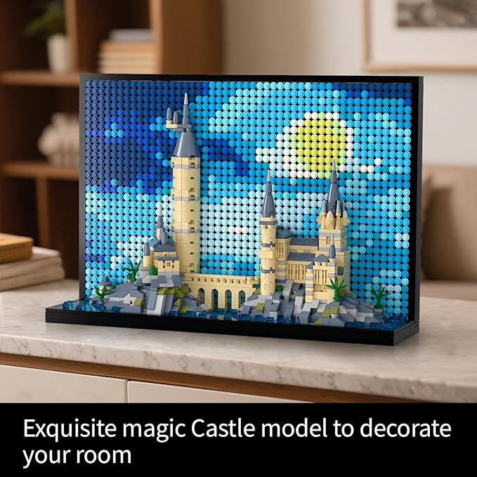 Micro Brick Magic Castle Building Set: 3D Wall Art | 2-in-1 Home Decor Model | Creative Castle &amp Painting Display | DIY Gift Idea Building Toy for Teens Ages 8+ Kids Adults