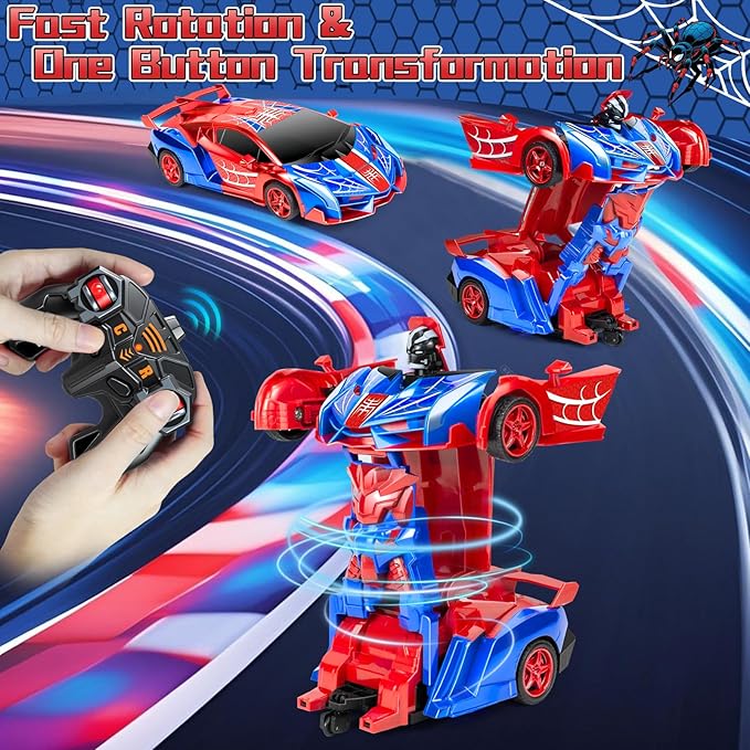 Spider Remote Control Car Spider Robot RC Car for Boys Transformation 2 in 1 Racing RC Cars Toy One Button Deformation &amp 360°Drifting for Boys Ages 3 4 5-12 Birthday