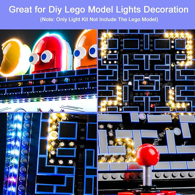 Upgraded Led Light Kit Compatible with Lego Icons PAC-Man Arcade Building Blocks Model Remote Control Compatible with Lego 10323(Model Not Included)