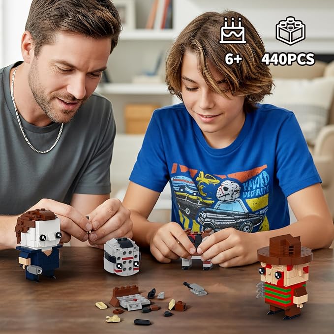 Halloween Horror Figures Building Block Set Action Figure Compatible with Lego Brick with Michael Jason &amp Freddy Horror Haunted Figure Building Kit by Horror Films Halloween Toys Decor(440PCS)