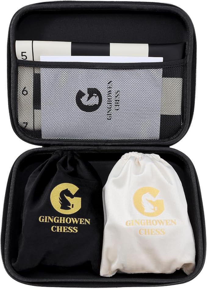 Chess Set - 20 Silicone Chess Board Set 3.86 King Height Weighted Pieces with 2 Extra Queens Foldable Chessboard Portable Travel Tournament Chess with Carrying Storage Bag