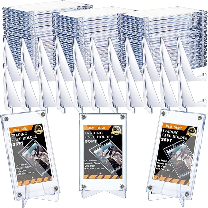 Screw Trading Card Protector with Display Stands Acrylic 35 PT Baseball Card Holder for Football Sports Game Business Display(50 Pcs)