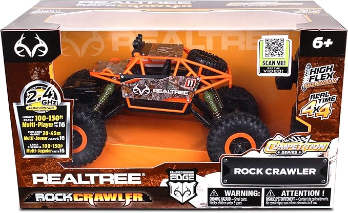 NKOK Realtree: 1:16 Scale RC: Rock Crawler - Edge Camo Blue - 2.4 GHz Radio Control #81612 Competition Series Real Time 4x4 Officially Licensed Ages 6+