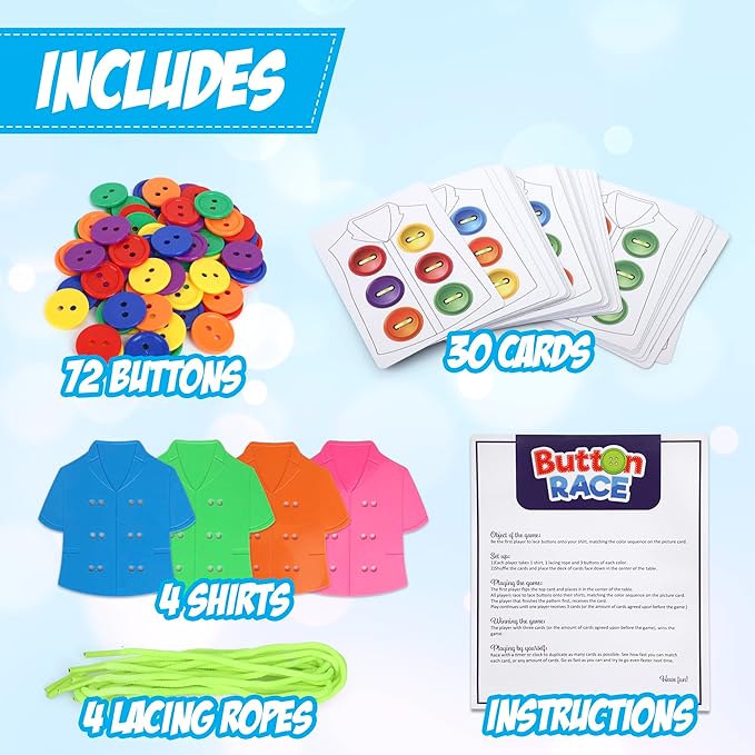 Point Games Lacing Cards Sequence Game - Threading. Sewing Button Lace Occupational Therapy Toy Boys &amp Girls Fine Motor Toys Educational Preschool Games for Kids Ages 4+