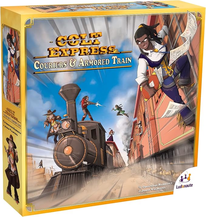Colt Express Couriers &amp Armored Train Board Game Expansion | Train Strategy Game | Wild West Adventure Game for Kids and Adults | Ages 10+ | 3-8 Players | Avg. Playtime 50 Minutes | Made by Ludona