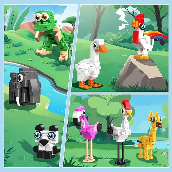 32 Packs Party Favors Building Block Sets for KidsMini Animal Building Toys for Classroom PrizesGoodie Bag Stocking StuffersValentines Day Christmas Birthday Gifts for Girls Boys Age 8-12
