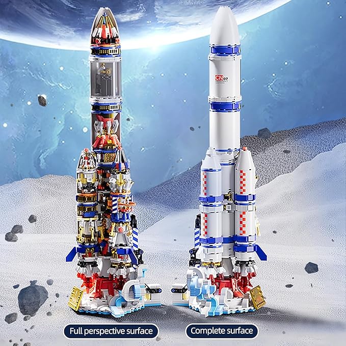 Mechanical Space Rocket Building Set - 1099Pcs DIY Model Rocket Building Blocks Set Space Shuttle Collectible Display Model Set with Launch Stand home Office Decor Birthday Gifts for Adults Boys