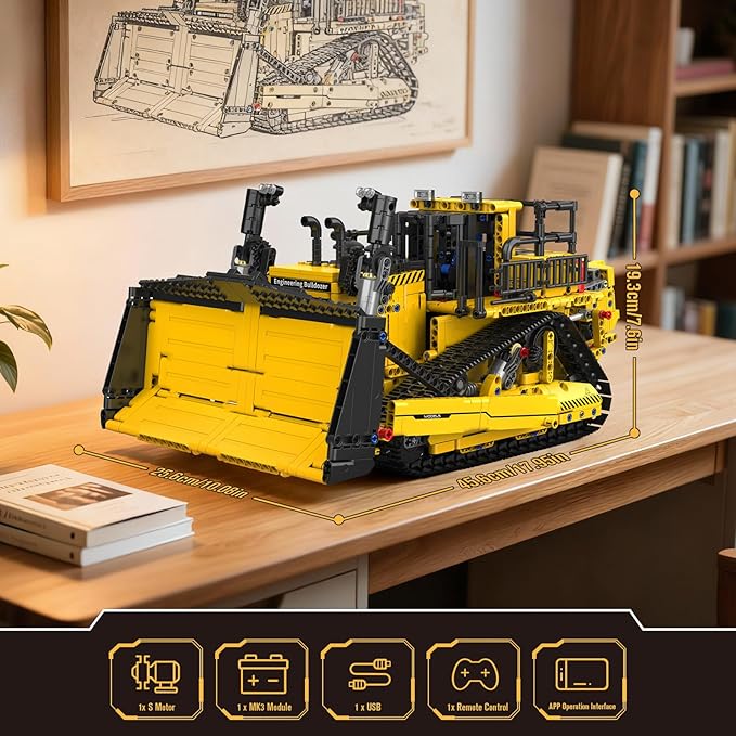Mould King 15084 Construction Bulldozer Kit 1508-Piece Engineering Vehicle Model with APP Control Creative Building Toy for Adult Collectors