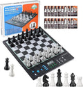 Advanced Electronic Chess Board Smart Computer Chess Set AI Voice Coach Learning for Kids ELO 2200+ for Improving Players Magnetic Large Pieces &amp Board Perfect for Adults LCD Display(Black)