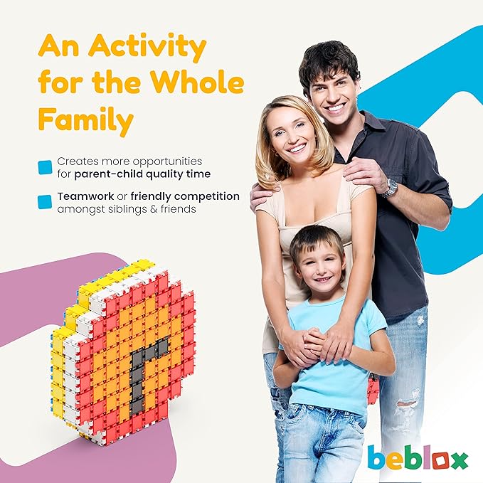 Beblox Building Blocks for Kids - 250-Piece Connecting Tiles Set - Interlocking Building Blocks for Kids STEM Toys Kit Fun &amp Educational Gifts for Boys &amp Girls Preschool Learning Activities