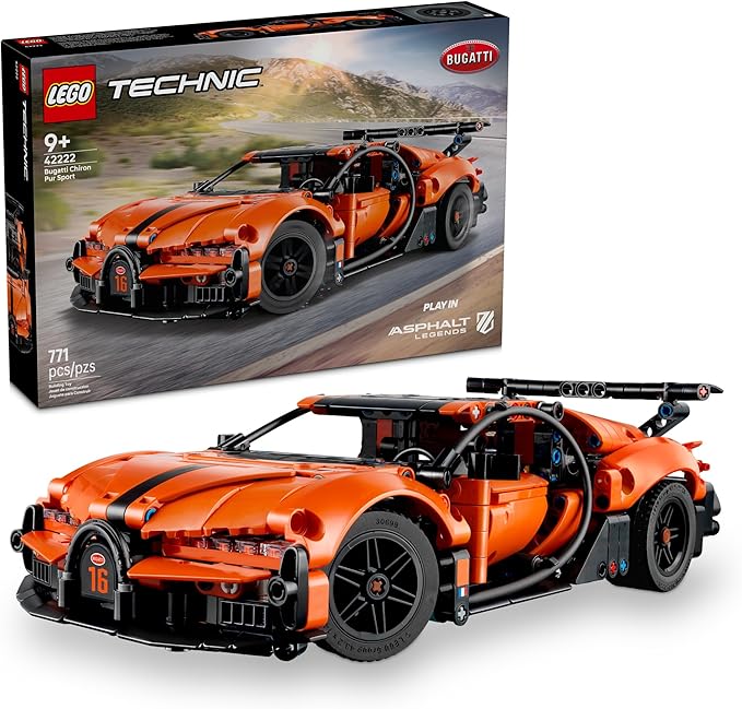 LEGO Technic Bugatti Chiron Pur Sport Hypercar Building Toy for Boys &amp Girls - Sports Car Toy W/Realistic Steering &amp Engine for Kids &amp Racing Fans Ages 9+ - Gift Idea for Birthdays - 4222
