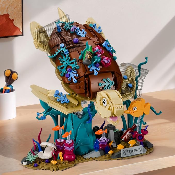 Sea Turtle Building Sets for AdultOcean Animal Building Blocks Collection Toy for Home or Office DecorIdea Gift for Adult(1271PCS)