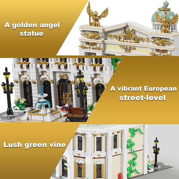 Paris Opera House Modular Building Sets for Adults European Theater Architecture with Light Kit &amp 8 Figures Collectible Club Building with Guitar for Music Lovers Gifts (4490 PCS)