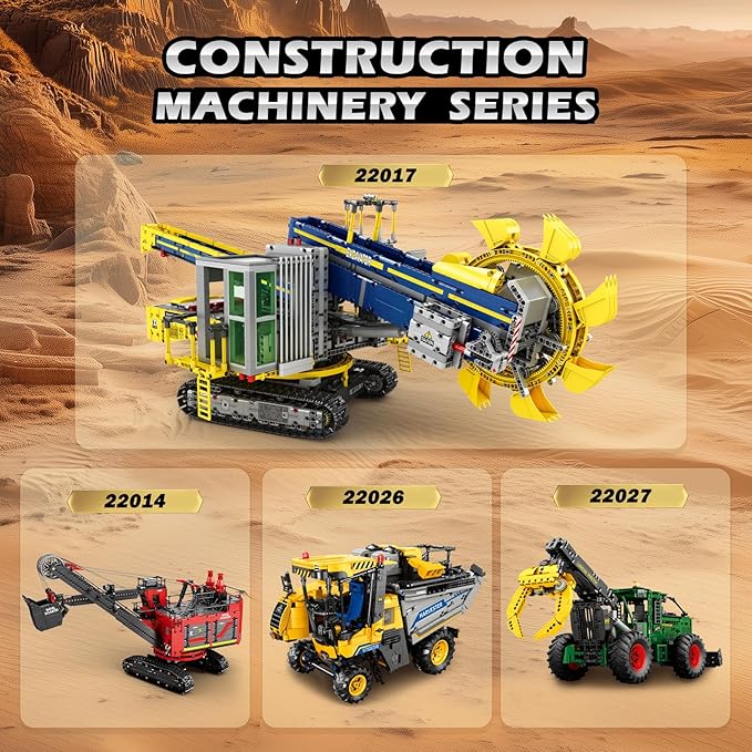 Reobrix Bucket Wheel Excavator Building Blocks Set 22017 Remote Control Construction Vehicle Model Kit for Adult RC Technic Engineering Car Toys Gifts for Boys and Girls 14+ (3970 PCS)