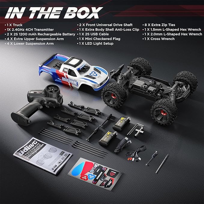 UDIRC Fast RC Cars for Adults Upgradable 56 MPH Heavy Duty RC Truck 4X4 Off Road All Terrain 2.4Ghz RTR 1:16 Remote Control Car Monster Truck with 2 Rechargeable Batteries for Beginners and Boys