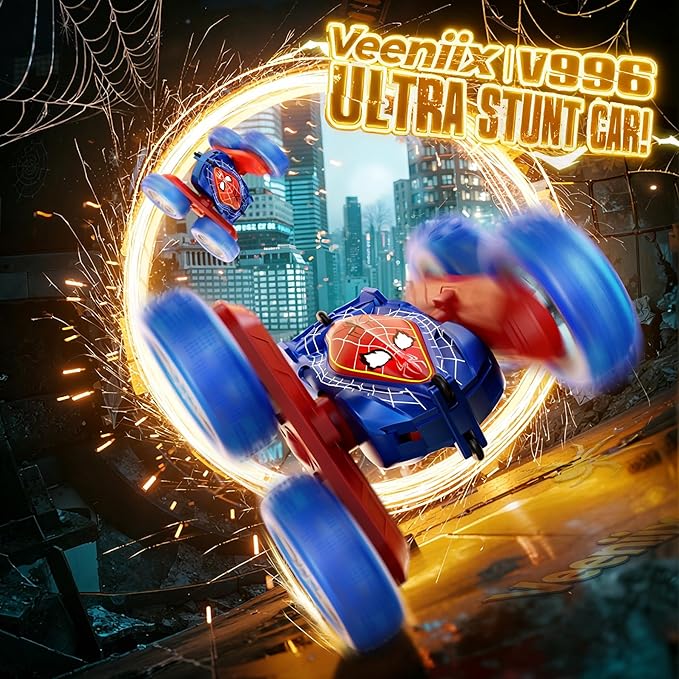 V996 Spider Remote Control Car RC Cars with Double Sided 360° Flip 4WD Rechargeable Stunt Car Indoor Outdoor Toys for Boys 4 5 6 7 8 9 10 11 12 Birthday for Kids Age 4-12