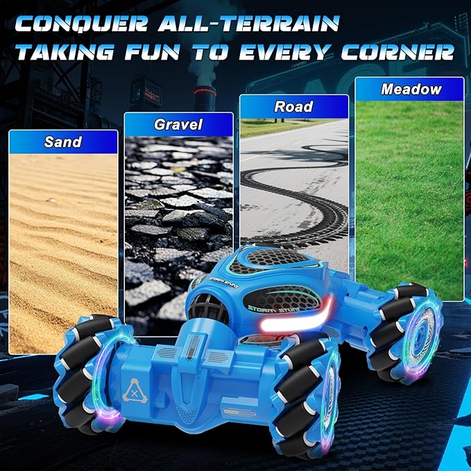 Gesture Sensing RC Stunt Car Remote Control 2.4GHz 4WD Hand Controlled Car Toys for Boys and Girls Ages 6-12 360° Rotating Drift RC Cars with Lights and Music Ideal Birthday and Xmas Gift