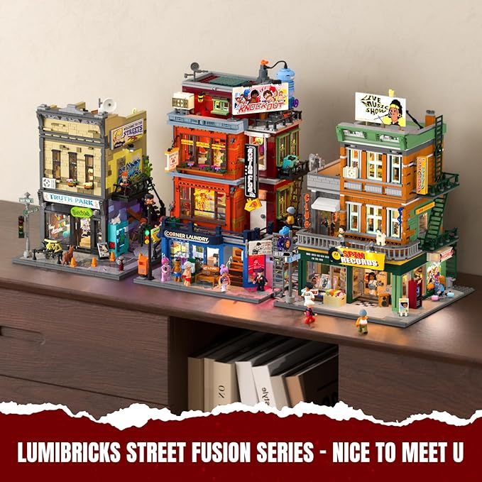Street Fusion Boxing Club Lighting Building Bricks Set - City Town Modular Playset Collection Display kit with Minifigures 3036 Pcs for Adults &amp Teens &amp Life Enthusiasts