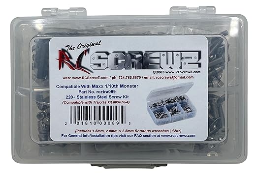 TRA089 - Compatible with Traxxas Maxx 1/10th Monster (#89076-4) Stainless Steel Screw Kit