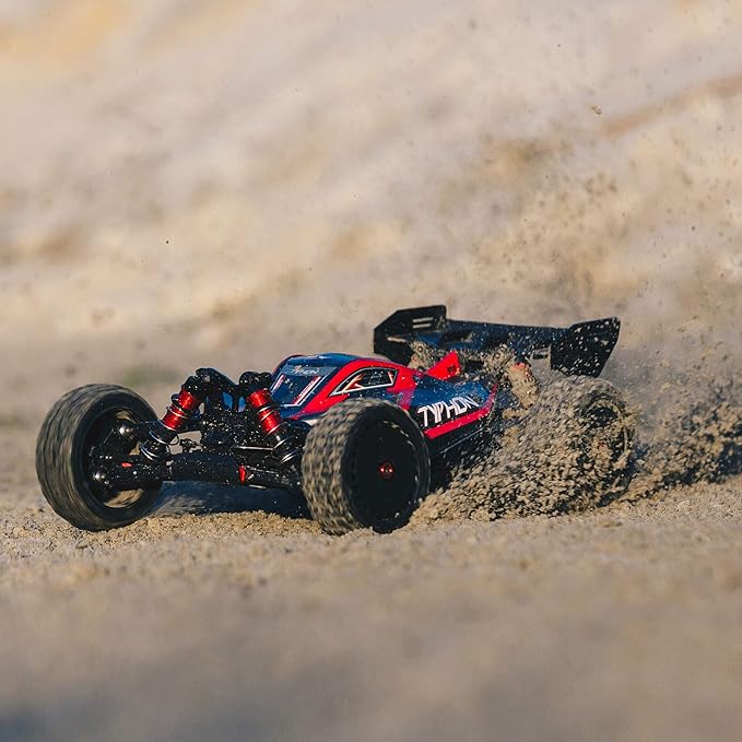 ARRMA RC Car 1/8 Typhon 6S V5 4WD BLX Buggy with Spektrum Firma RTR (Ready-to-Run) Black and Red ARA8606V5