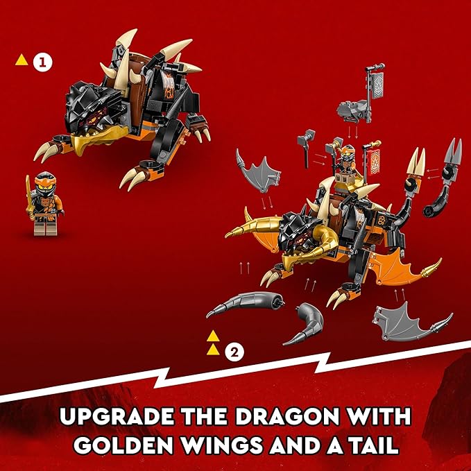 LEGO NINJAGO Cole’s Earth Dragon EVO 71782 Upgradable Action Toy Figure for Boys and Girls with Battle Scorpion Creature and 2 Minifigures 2023 Playset