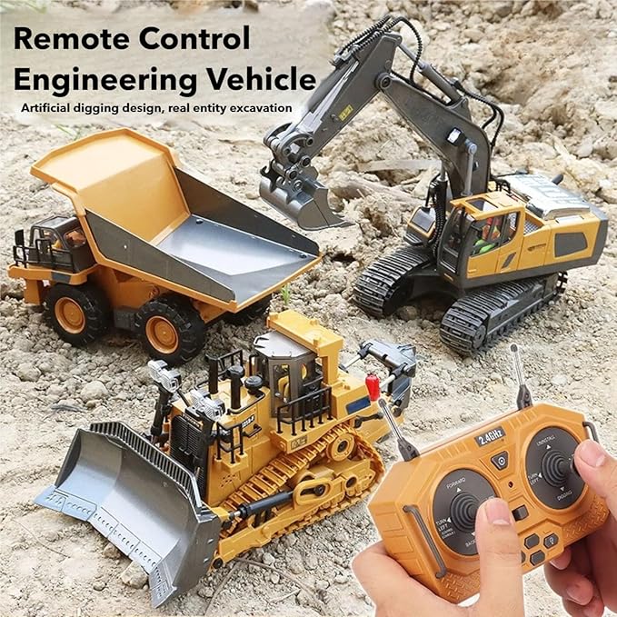 Mudsterz - Mudsterz Trucks Mudsterz Excavator 2.4GHz RC Construction Vehicle with Cool Lights and Real Sounds Realistic Engineering Design Metal Parts Little Builders Big Action (A1+B1+D1)