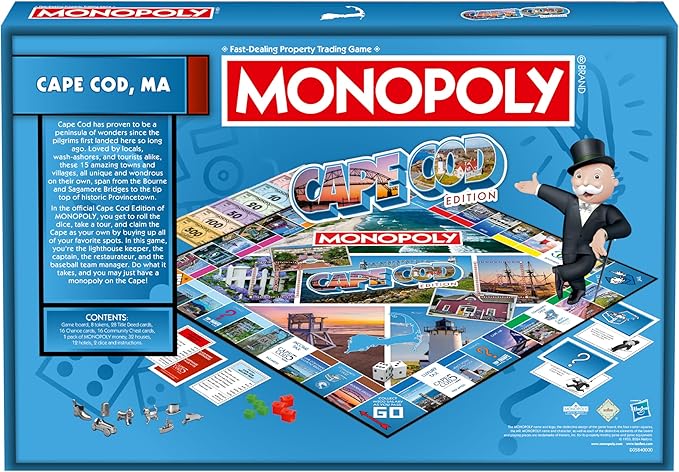 Monopoly Board Game Cape Cod Edition: 2-6 Players Family Board Games for Kids and Adults Board Games for Kids 8 and up for Kids and Adults Ideal for Game Night
